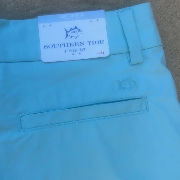 Southern Tide Wake Blue Inlet Performance 4" Inseam Women's Shorts Size 6 NWT
